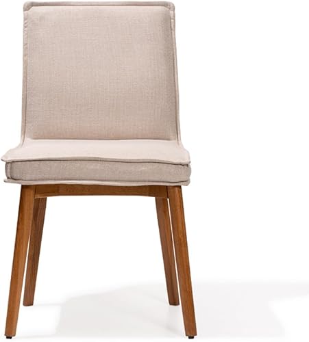 Miniatura 6 de Tura Juego de 2 sillas de comedor tapizadas, patas de madera con acabado de nogal, sillas de comedor de tela de alto rendimiento, juego de 2 sillas