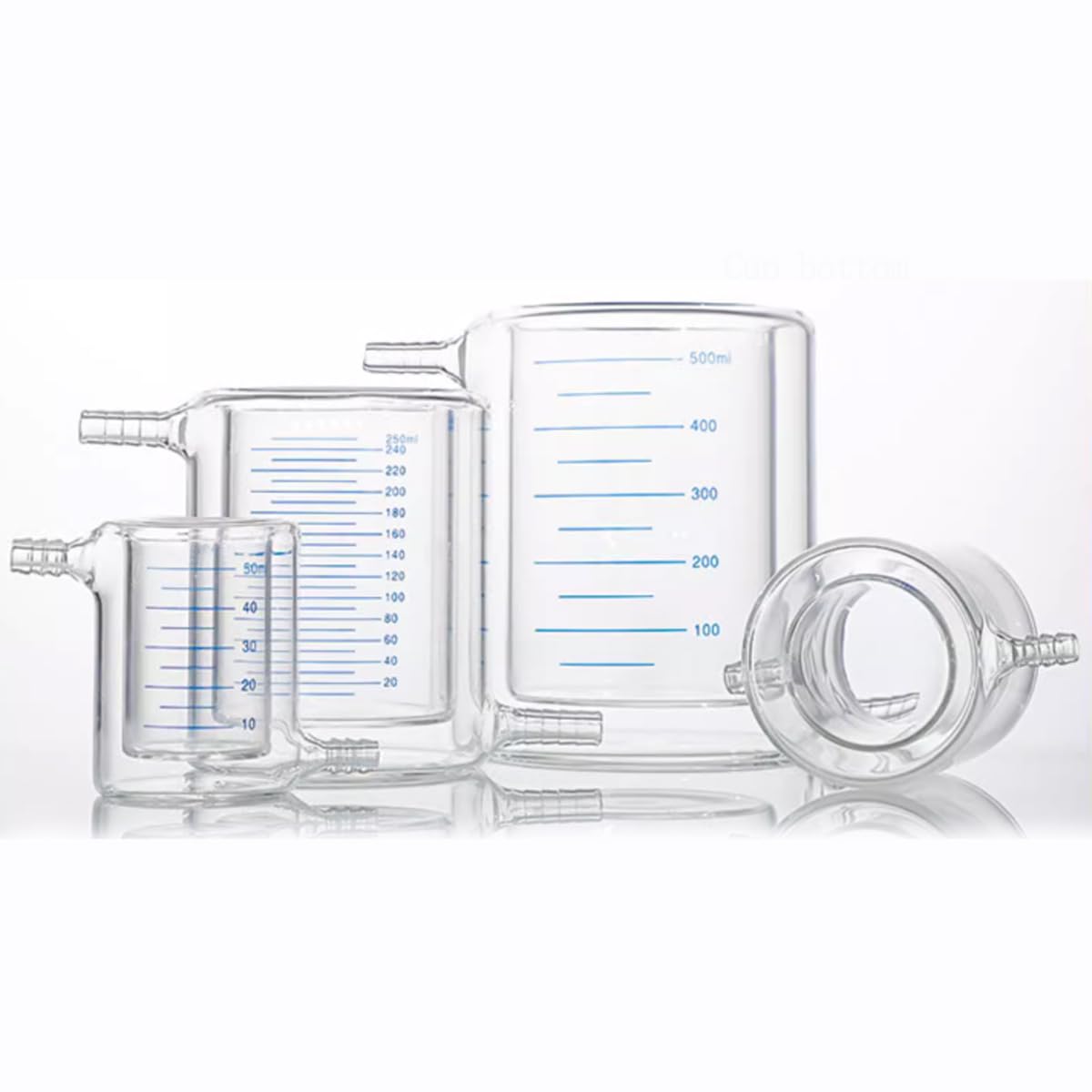 Ummantelter Reaktionsbecher Doppelschicht Ummantelter Glasbecher Borosilikatglas Graduierter Becher (500ml)