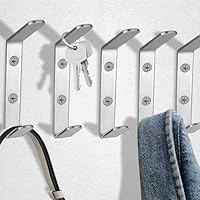 5 Pcs Silver Coat Hooks for Wall Hooks for Hanging Coats, Heavy Duty Stainless Steel Clothes Hanger Hook for Bathroom Door Closet Towel Purse Robe Hat Bag Hook