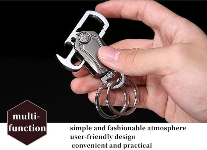Image of Zentro Rechargeable LED Keychain Flashlight with Type-C Charging, Magnetic Base, Multi Color Light Modes, Compact Torch Light (Multifunction Metal Keychain)