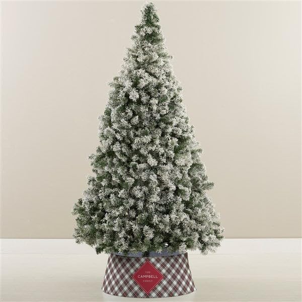 Personalization Universe Classic Holiday Plaid Personalized Christmas Tree Collar - Customizable Tree Skirt for Festive Decor