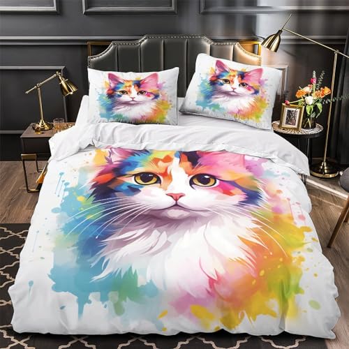 Housse de couette microfibre douce king size 220x240 cm motif chatons - 4