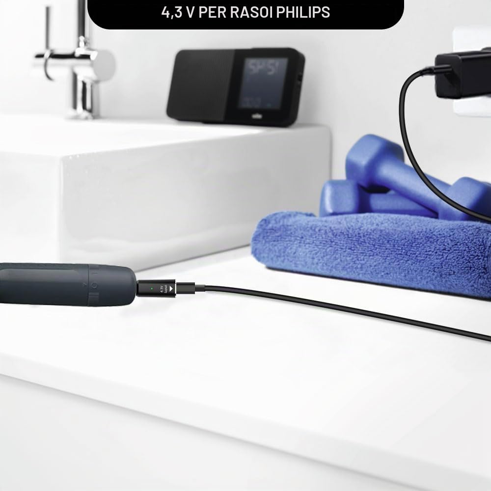 4.3V Type-C Spine Caricabatterie Sostituzione per Philips Rasoio One Blaade QP2520 QP2520/70 QP2520/72 QP2620, Modello A00390 Alimentazione Adattatore per Norelco Trimmer Barba Elettrico