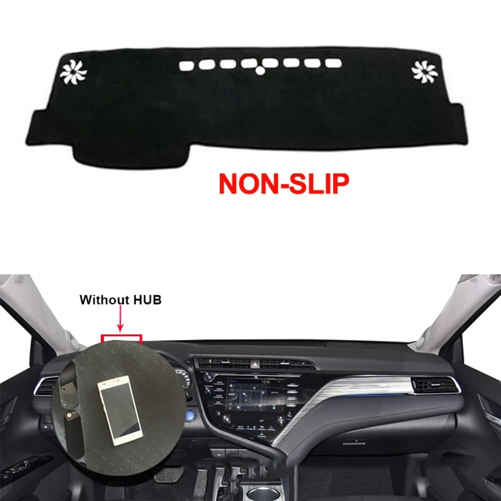 Xotic Tech Dashboard Cover – Black Antiskid Carpet Sunshade – Fits Toyota Camry 2018-2024