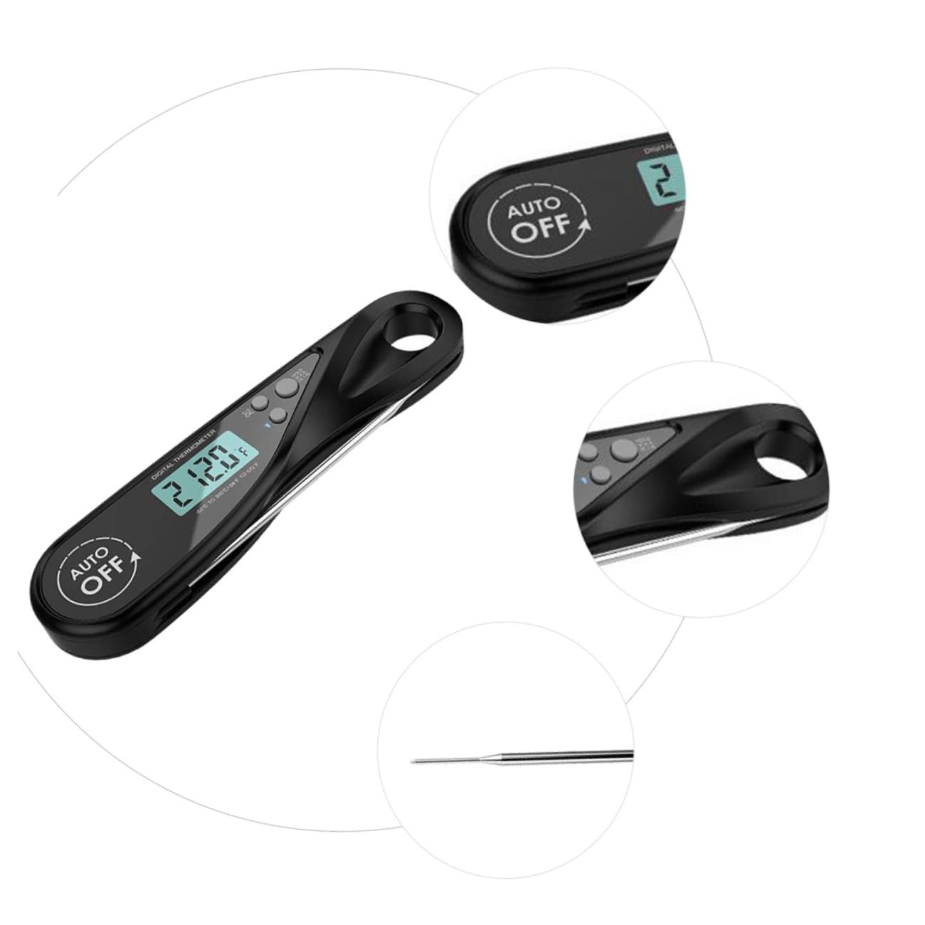1 Pc Termómetro De Barbacoa Termómetro Para Carne Freír Termómetro De Alimentos Parrilla De Comida Termómetro Digital Termometro Para Carnes Abdominales Black