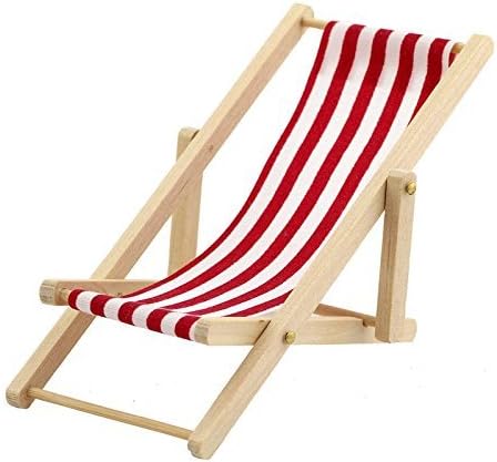 MyTinyWorld Dolls House Miniature Red and White Garden Deck Chair