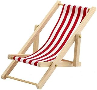 MyTinyWorld Dolls House Miniature Red and White Garden Deck Chair