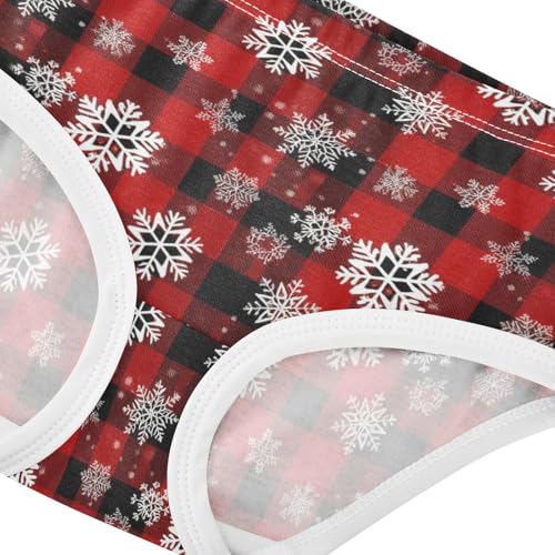 Joisal Xmas Snowflakes Red Black Plaid Girl Panties Cute Girls Underwear Toddler Cotton Fun Print Briefs Undies Kids 2t4