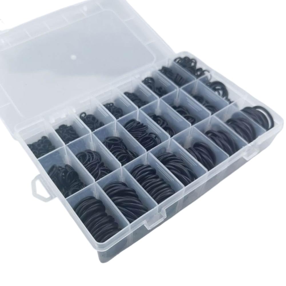 Kit de 1200 Uds. Conjunto surtido de arandelas tóricas con sello VMQ resistente al calor y al aceite negro Compatible con grifos y plomería