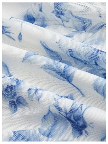 Milumia Girl's Ruched Floral Print Tank Top Square Neck Sleeveless Cropped Tops4