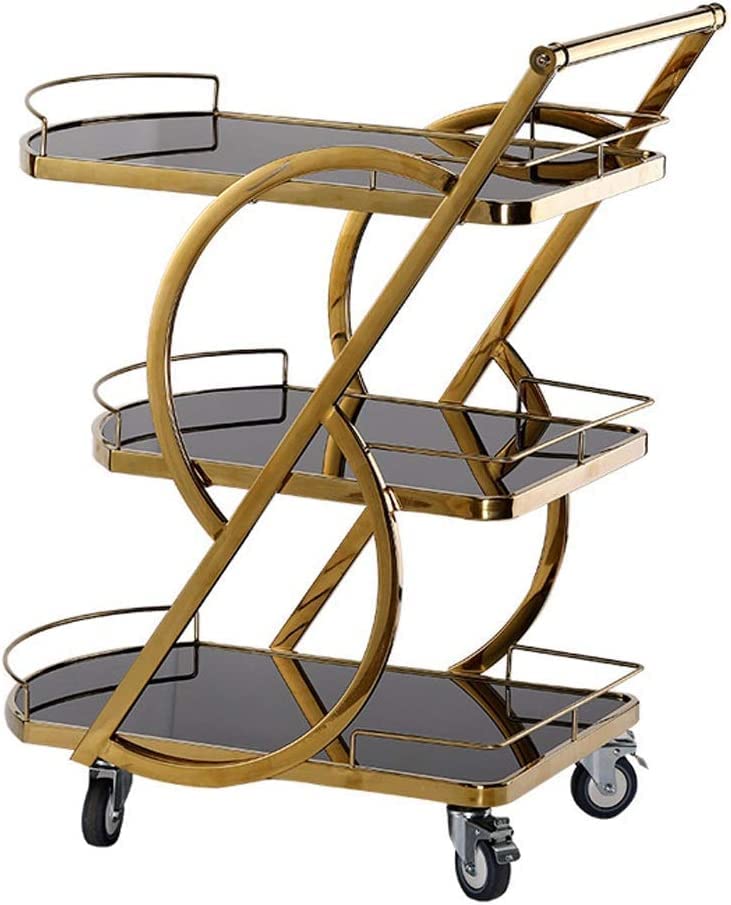 Este Carrito de Bar Creativo para hoteles - Carrito de Cocina rodante con Almacenamiento de Vino Carrito de Bar doméstico Carritos de Servicio Estante de Buffet Cocina Elegante y Funcional