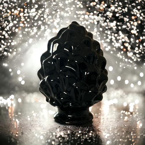GMM Sicilian Pine Cone, Artistic Pine Cone, Classic, Modern, Decorative, Ornamental, Pinecone Ornament Sicilian Design, Typical Object, Favor 10 cm H (Ceramic-Black) - Image 4