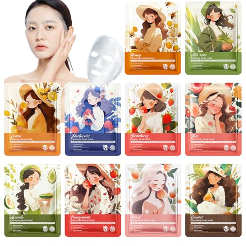 Deepmind 10 Pack Hydraiting Facial Sheet Mask, Korean Moisturizin...