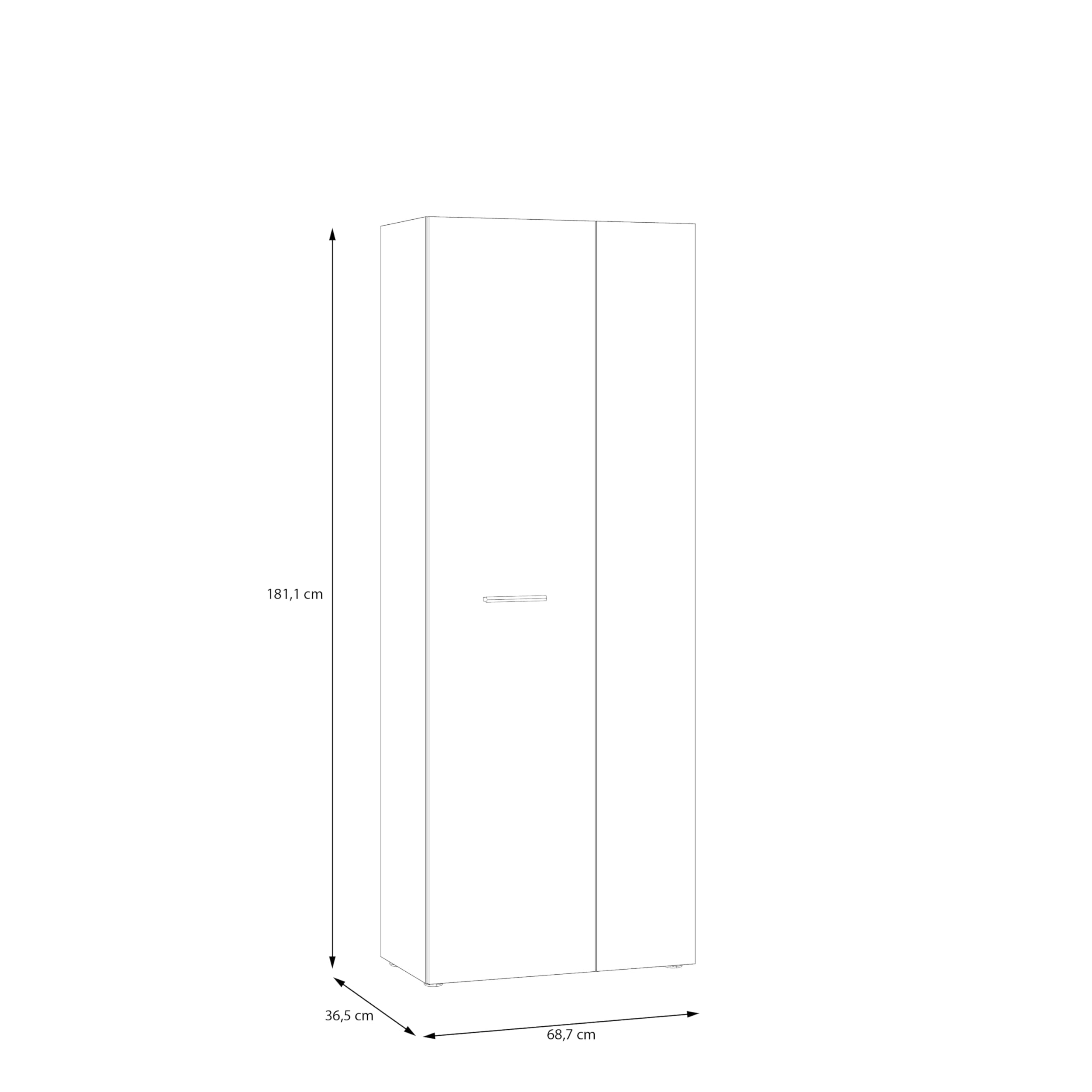 AVANTI TRENDSTORE - Feena - Armadio multiuso a 2 ante battenti con 3 ripiani, in legno laminato di colore nero. Dimensione LAP 68,7x181,1x36,5 cm