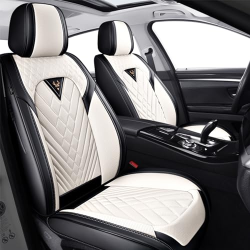 Xonhzam Car seat Covers fit 95% of Mercedes-Benz Models 2000-2024,Premium Nappa Leather Waterproof Anti-Slip Sports Seat Cover,Airbag Compatible Easy to Install Seat Protector Front Pair(Black&White)