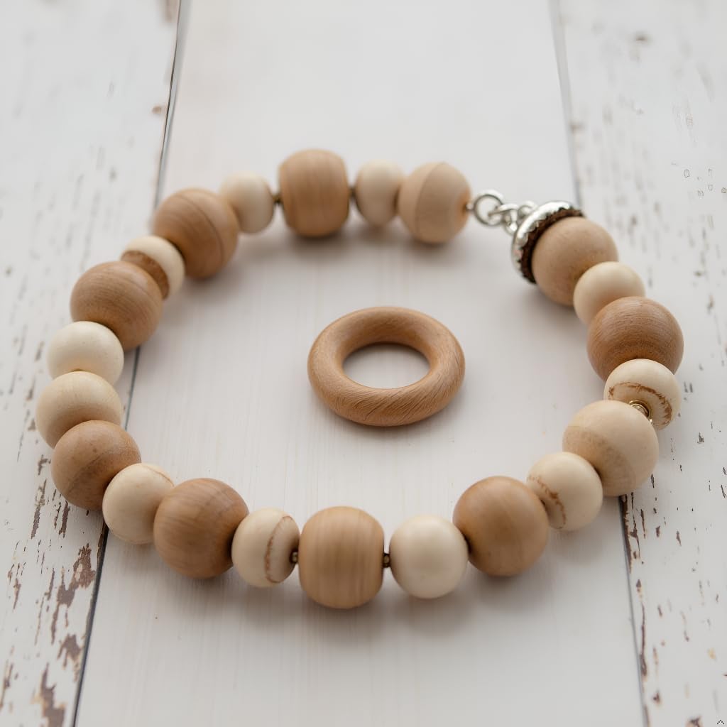 AEAOA Unfinished Wooden Beads and Rings Set, 372 Beads, 42 Rings, 8-40mm image 5