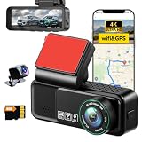 Fuluku 4K Dash Cam Auto, 5.8 GHz WiFi e GPS, Doppia Telecamera Auto