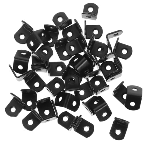 Generic 50pcs Iron Angle Code Metal Corner Thicken Straight Film Small Corner Corner Bracket Shelves Connector Screw Small Shelf Angle Corner Brace Corner Brackets, 1.90X1.90X1.50CM, Black