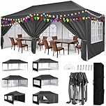 MoraRise 3x6m Pop Up Gazebo with 6 Sidewalls, Heavy Duty Marquee Party Tent, Waterproof & UPF 50+ UV Protection, Easy Setup Folding Canopy for Garden Events, Weddings, Markets & Carport
