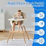 High Chair Footrest Adjustable Height Non-Slip Natural Bamboo Baby Highchair Foot with 4 Rubber Ring 2 Blue Fixing Ring Rest Footstool Compatible with IKEA ANTILOP High Chairs Accessories(Log color,1)