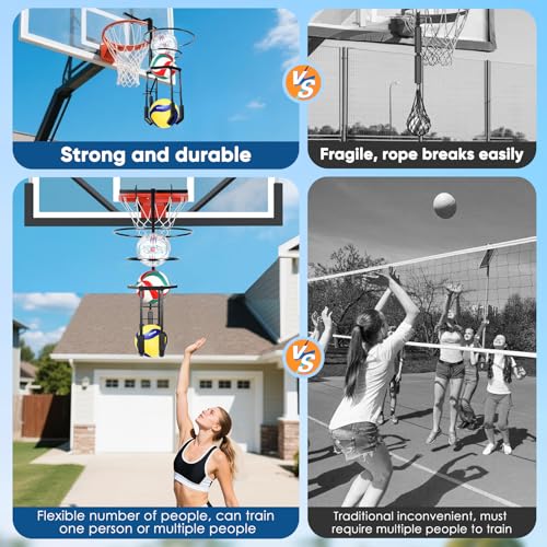 Automatic Volleyball Training Equipment Aid, Heavy Duty Volleyball Spike Serve Trainer for 3-Ball Training, Height Adjustable Volleyball Rebounder Practice Setter Training Equipment(No Ball)