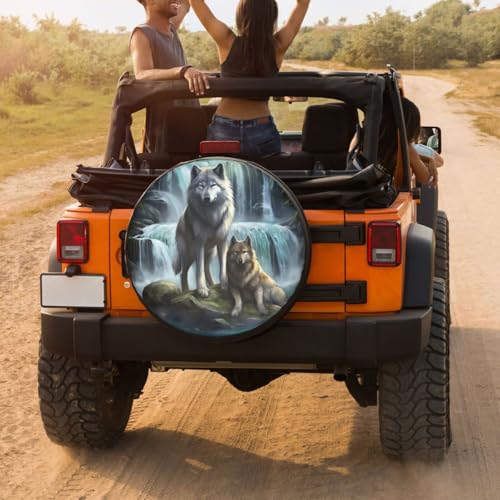 Image of 3D Printed Wolf Spare Tire Cover Dust-Proof Wheel Tire Cover Fit Trailer, RV, SUV and Many Vehicle 14 Inch