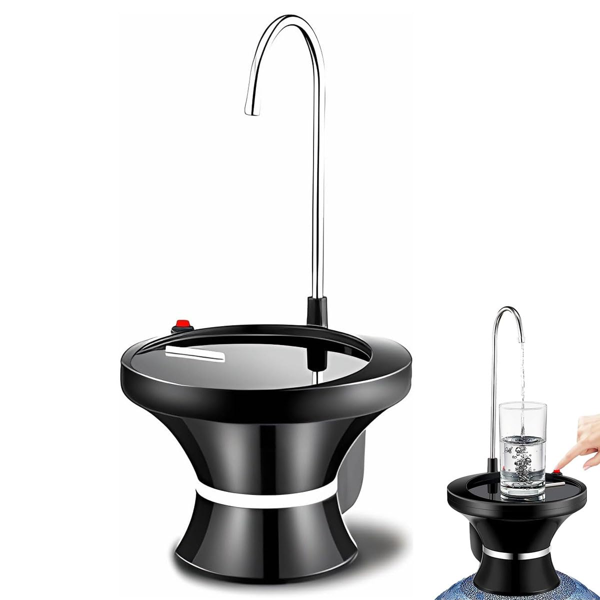 DECAKE Water Dispenser Pump Automatic Electric Kettle for Gallon jugs USB Rechargeable with 2 on/Off Controls Home Kitchen Office and Camping Stable(Black)