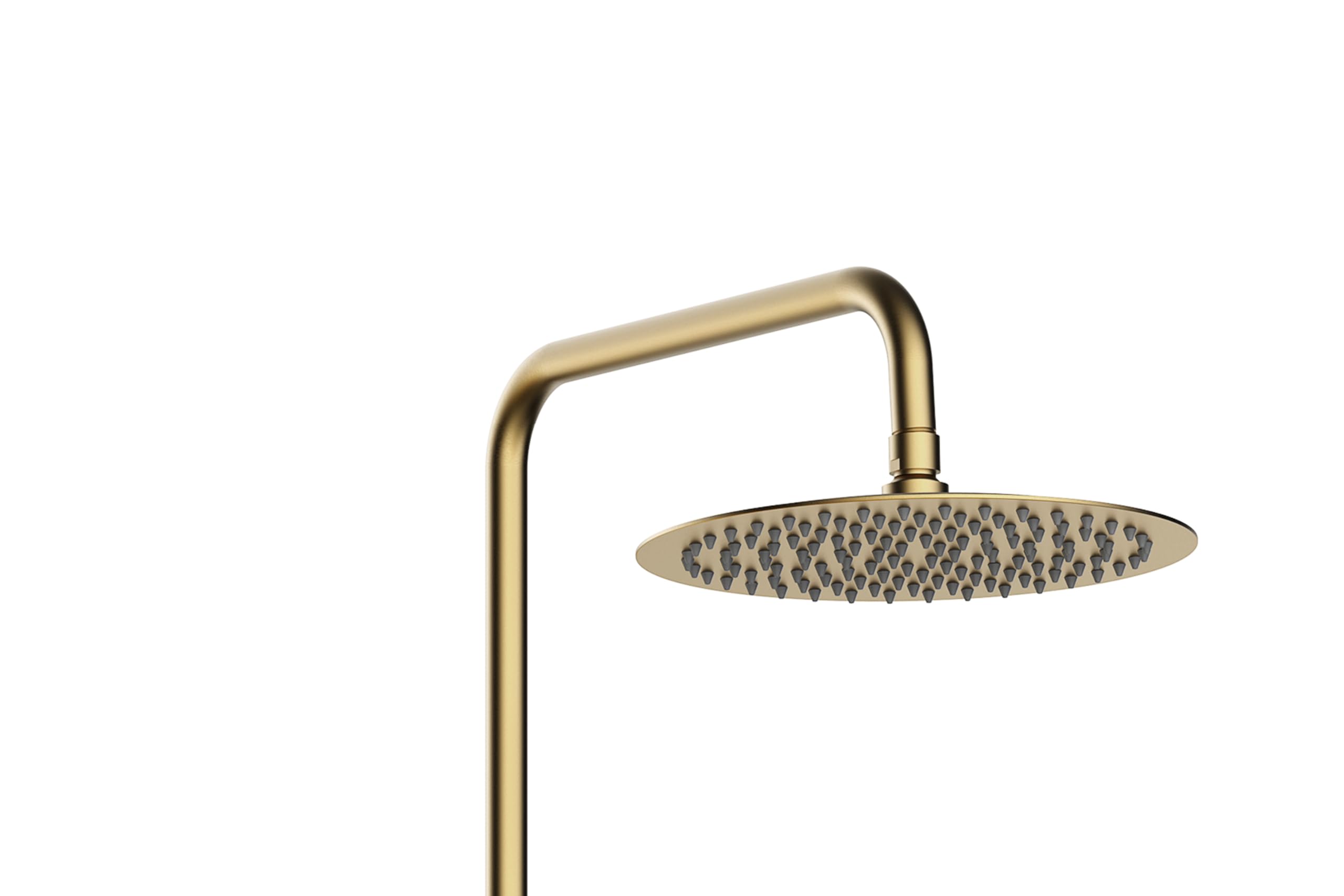 Marwell Duschsäule Gold gebürstet mit mechanischer Armatur – Duschsystem mit Messing Handbrause, verstellbarer Duschstange 880–1180 mm, flexiblem Brauseschlauch, Regendusche
