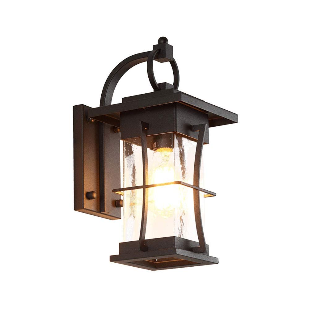 OZBMA Wall Mounted Light American Country Outdoor Sconce Vintage Industrial E27 Lamp Lantern Waterproof Round Terrace Doorway Balcony Hotel Exterior Aisle Corridor Garden, Indoor (size_name A)