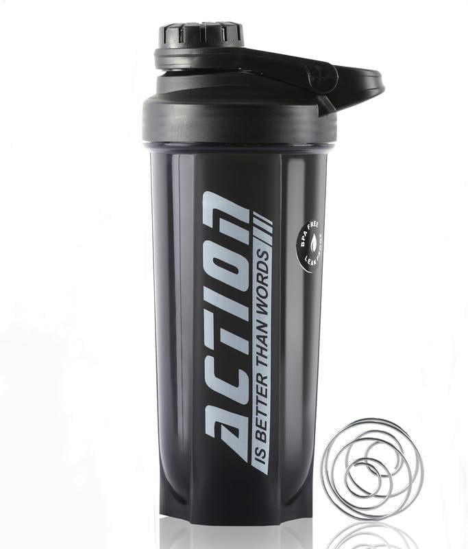 COOL INDIANS Action Gym Shaker Bottle – 700ml Protein Shaker with Mixer Ball, Leak-Proof Sipper Bottle for Gym, Fitness & Sports, BPA-Free, Multicolor (BLACK)-image-40