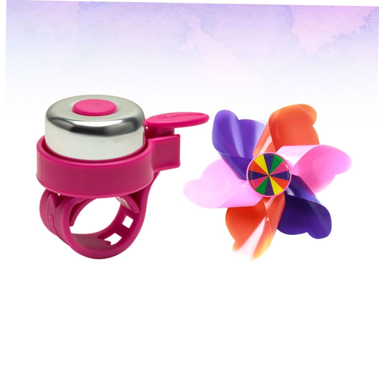 KOMBIUDA Handle-bar Bell Windmill Bike Decoration Set for Boys and Girls Bike Accessories Pink