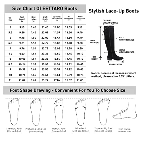 Eettaro Women's Over The Knee Boot Fashion Lace Up Tight High Boots Side Zip Block Heel Riding Booties(Black L Faux Suede, Numeric_8) #TOP4