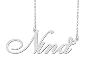 Aoloshow Personalized Heart Name Necklace Gold Custom Any Names Stainless Steel Jewelry for Womens Graduation
