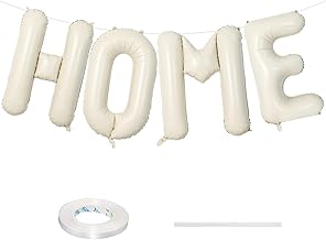 Globos de letras de aluminio de 40 pulgadas, decoraciones para fiesta de inauguración de la casa, letrero de bienvenida, baile escolar, grandes, “HOME” (hogar), color crema/marfil/arena blanca
