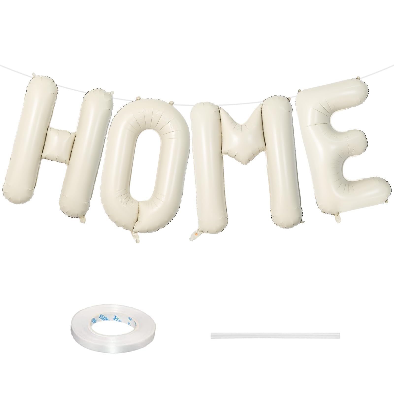 40 Inch Beige HOME Balloon for Housewarming Party Decorations, Large Cream New Home Welcome Balloon Letter Banner, Ivory White Sand Home Balloon Sign for House Warming Homecoming Party Decor Supplies