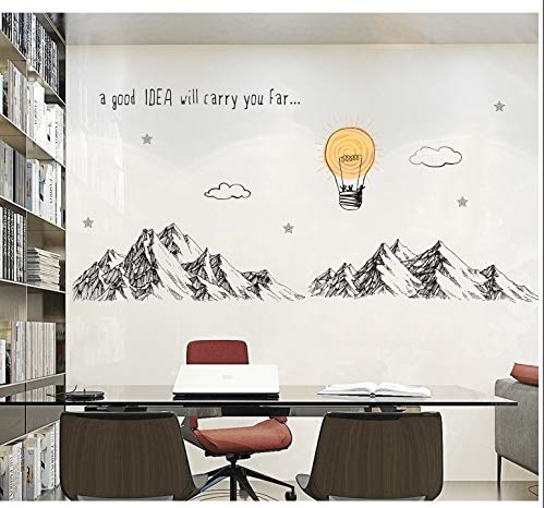 Pegatina XXL pared/cristal montañas y globo decoracion cool dormitorios salones caravanas aticos escaparates 1 m x 80 cm de CHIPYHOME