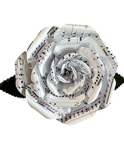 Literary Blooms Handmade Music Note Paper Flowers, Sheet Music Roses Made from Songbook of The Famous Classic Composers, Musician Gift for Anniversary, Birthday, Graduation, Weddings- 5 Inch Medium
