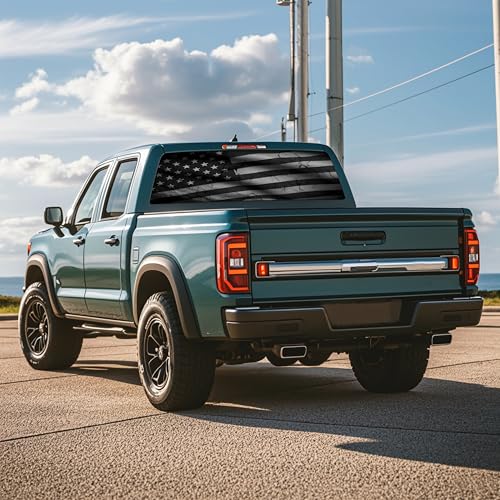 Image of Rear Window Decals for Trucks - 65x17.3 in Back Window American Flag Decals Fit Most Pickup Trucks SUV, Vinyl Back Window Decal Truck Rear Window Graphics for Personalized