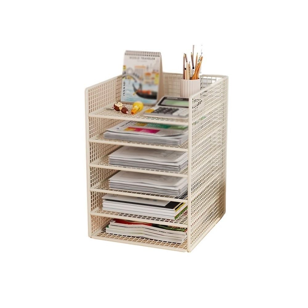 FZL02068LM Paper Organizers 6 Tier Letter Tray Office Desk Paper Organizer File Trays, Desktop Holder for Office Trays(White)