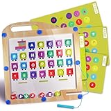 Magnetisches Alphabet Labyrinth - Buchstaben Lernspielzeug aus Holz, 3-in-1 Montessori Magnetspiel mit austauschbaren Themenkarten (ABC, Tiere, Essen) Geschenk Schulanfang Kinder ab 3 4 5 Jahre