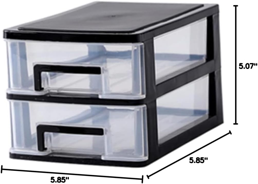 FOMIYES 2 Layers Desk Drawer Box, Desk Bins, Sundries Storage Organizer Drawers, Small Drawer Showcase Display Box for Home Office Black
