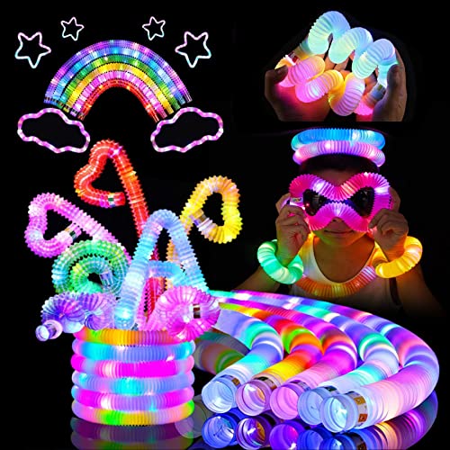 Mini Juguetes Sensoriales de Tubos Luminosos Pop ,12PCS Juguetes Educativos, Elástico Multicolor para Aliviar Estrés