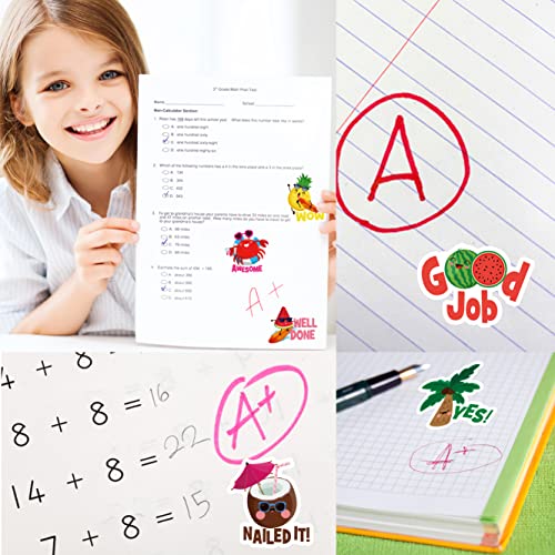 400 Pieces Summer Stickers Teacher Reward Stickers Motivational Inspiration Positive Kindness Labels Stickers Tropical Beach Hawaiian Luau Stickers For Kids Homework Tests Assignments Classroom #TOP4