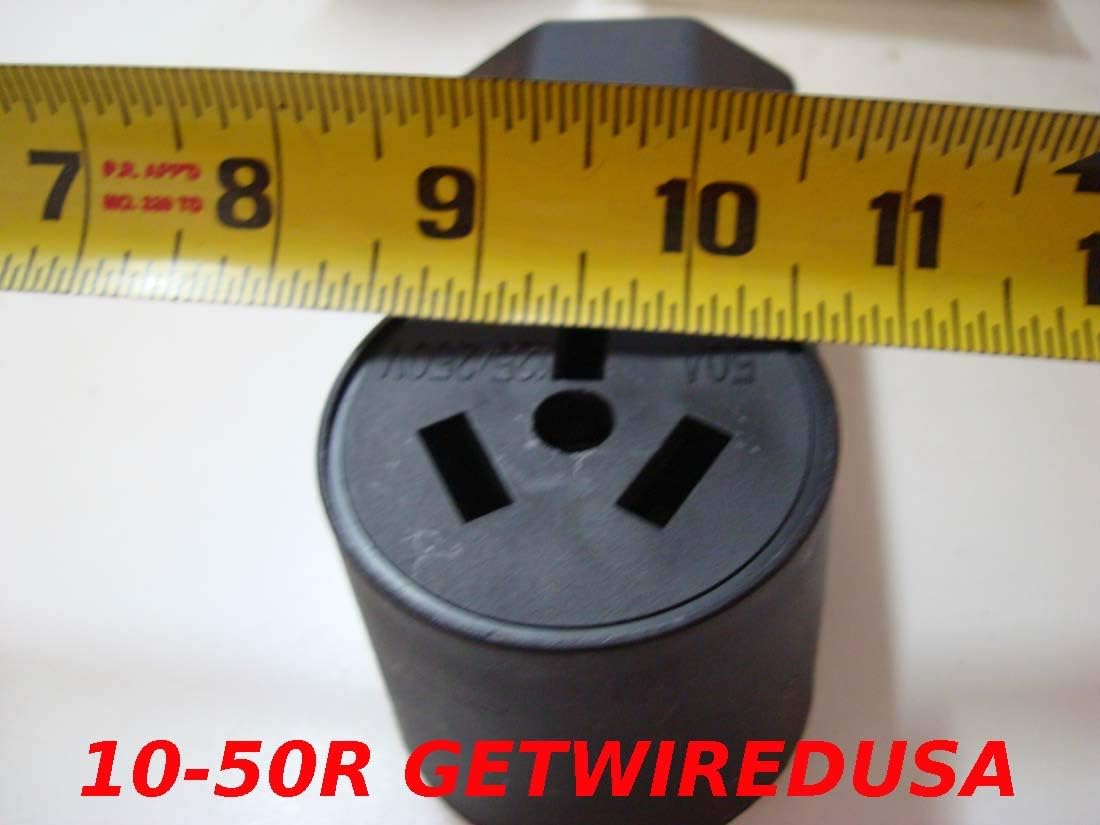 Range, Stove, Oven, 4-FT Extension Cord 10-50P Male 3-Pin Plug To 10-50R Female Receptacle, Heavy Duty, Real Copper Wire, 10/3 10AWG 10-Gauge, NEMA, 4-Foot Long, Made In American, FX1369-R