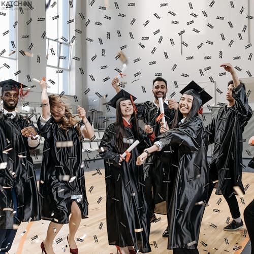 Image of KatchOn, Shiny Black Grad Confetti 2026 - Pack of 500 | Graduation Confetti Class of 2026 Decorations | 2026 Graduation Decorations | Prom Decorations 2026