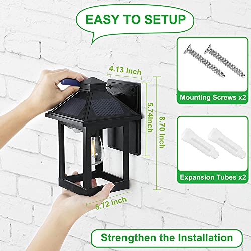 Cyhkee F01120012-XHY Solar Powered Wall Lanterns Outdoor With 3 Modes, Dusk To Dawn Motion Sensor Led Sconce Lights Waterproof, Exterior Front Porch Security Lamps Wall Mount Patio Fence Decorative Light Fixtures thumb #2