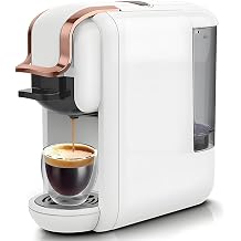 4-in-1 Pods Coffee Maker 19Bar, Compact Design Fast Brew Hot/Cold Espresso Machine for K Cup Pods,Nes Original/DG Capsule and Ground Coffee at Home or Office White