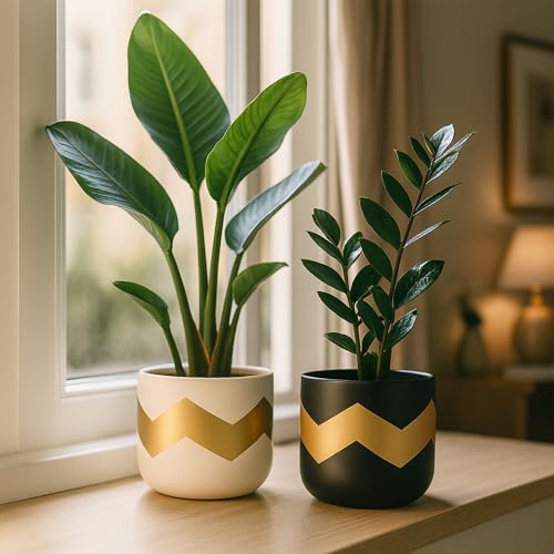 Image of Urban Plant Terracotta Pot - Trendy Planter for Modern Home & Garden Spaces (Terracotta Grace - Set of 2)