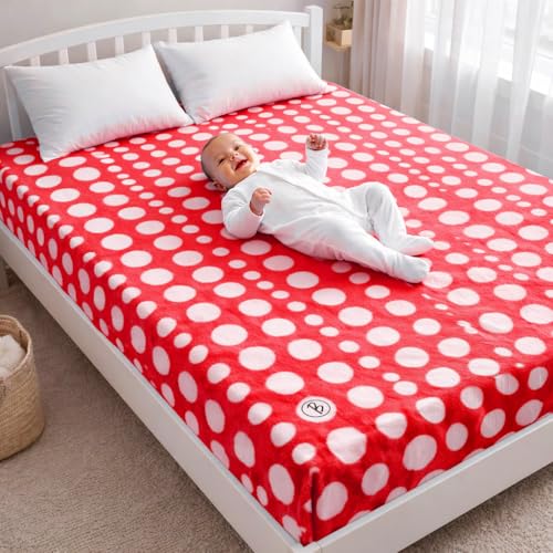 Image of Btag Baby Waterproof, Super Soft Fast Drying Mattress Protector | Extra Absorbent, Anti-Itching Sheet for New Born,Toddler (Size 200x210 cm, Pack of 1, Pink Dot)