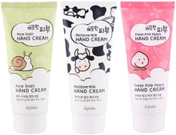 esfolio Moisturizing Hand Cream [set of 3] Pure Snail, Pink Peach, Moisture Milk